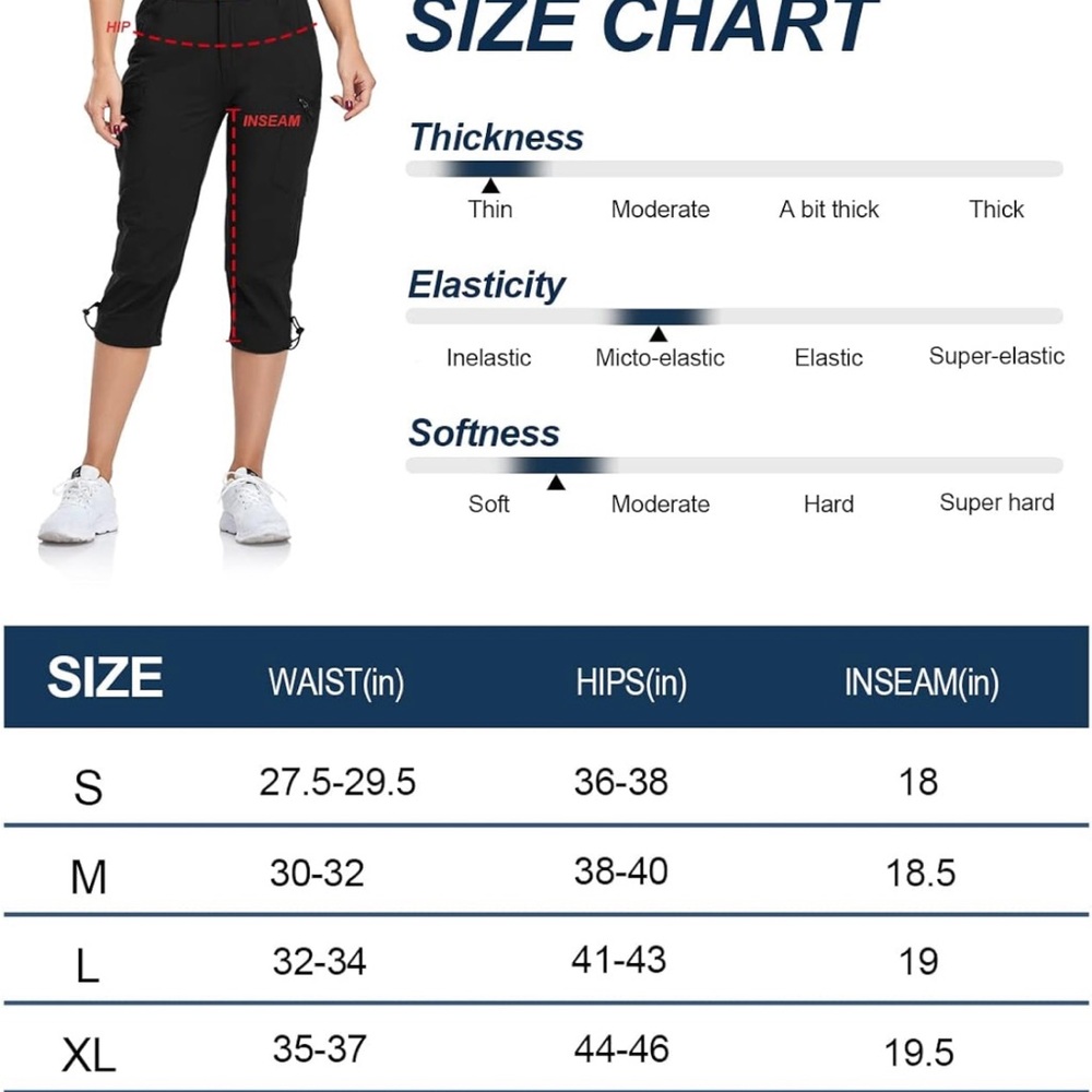 GymBrave Women's Hiking Cargo Pants Quick Dry Outdoor Capris -XXL (Navy) - Picture 6 of 13